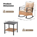 EROMMY 3-Piece Outdoor Rocking Chair Set with Cushions and Coffee Table, Beige-Erommy